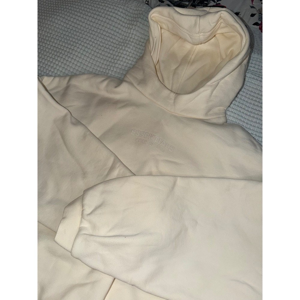 Fear of God Essentials Hoodie Women Small cream Oversized Fleece Pullover